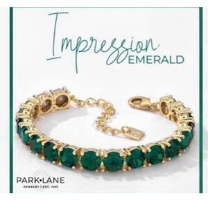 Park Lane Emerald Impression Green Crystals Tennis Bracelet, NEW, Stunning